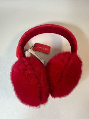 NEW ON 34th Women's Faux Fur with Velvet Band Earmuffs (O/S,Red)